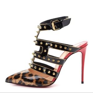 Christian Louboutin Leopard ‘Tchicaboum’ Studded Leather Pumps US 6.5 EUR 36.5